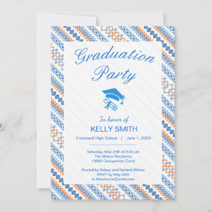 Invitation Motif tribal aztèque orange bleu mignon