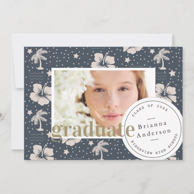 Invitation Motif tropical Marine Blue Luau (Devant)
