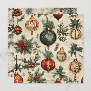 Invitation Motifs de fêtes Vintages sur parchemin