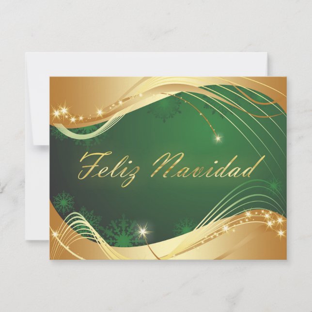 Invitation Motivo dorado de Navidad con fondo verde (Devant)