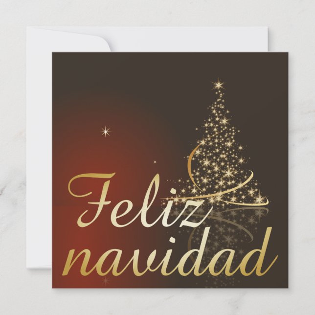 Invitation Motivo navideño rojo con dorado árbol de navidad. (Devant)