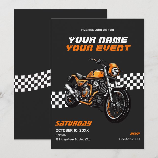 Invitation Moto classique (Devant / Derrière)