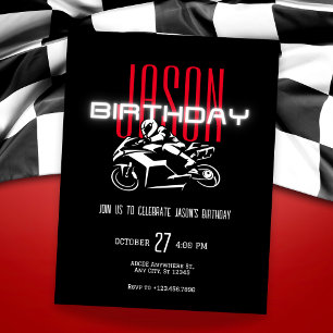 Invitation Moto d'anniversaire sombre