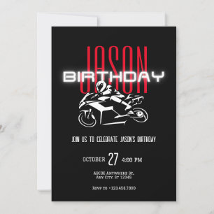 Invitation Moto d'anniversaire sombre