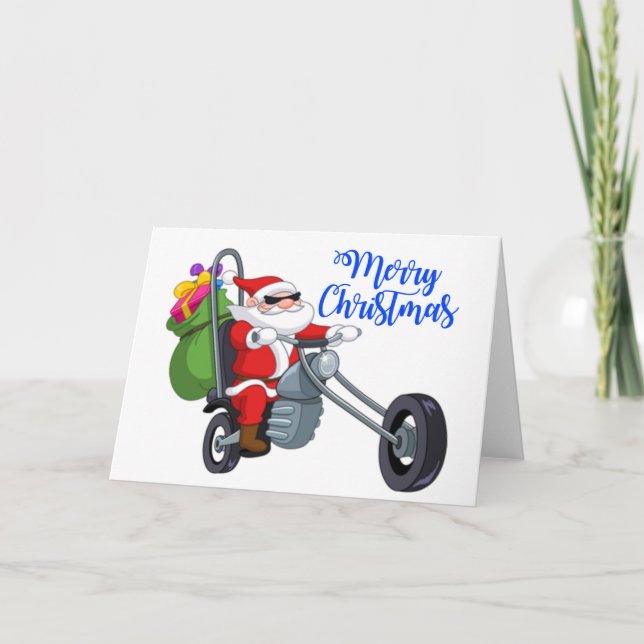 Invitation moto de noël père Noël (Devant)