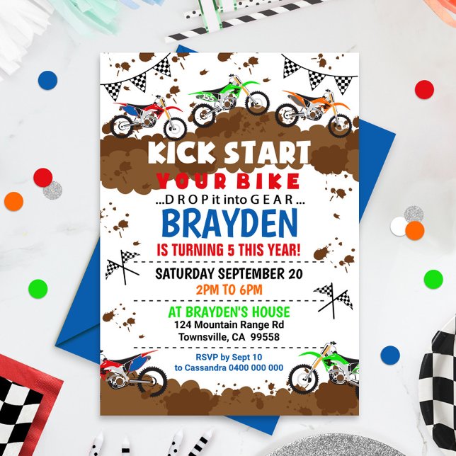 Invitation moto Dirt Bike Party Invitation (Créateur téléchargé)