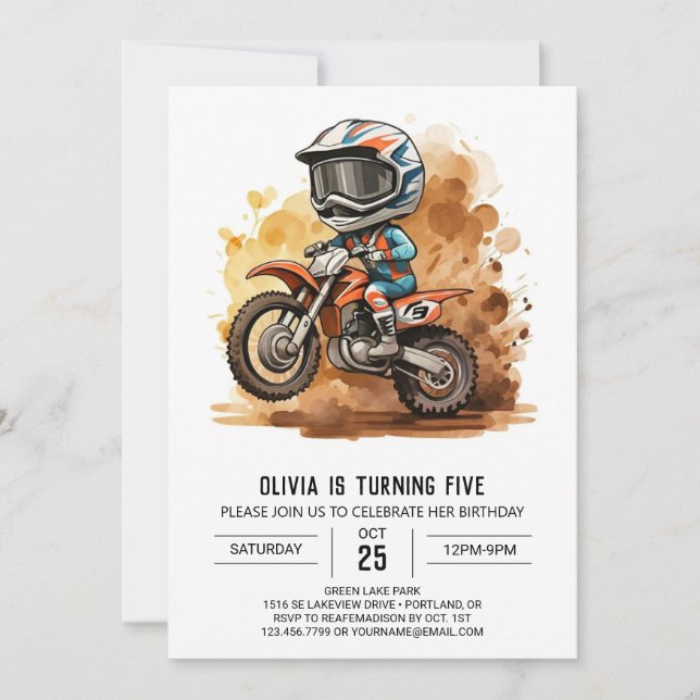 Invitation Moto pour enfants magiques Anniversaire (Devant)