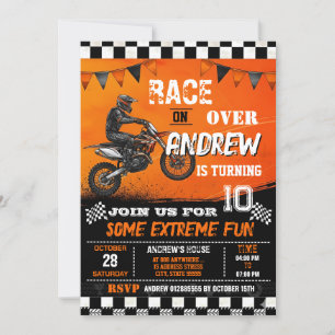 Invitation Motocross Dirt Bike sur mesure Anniversaire modern