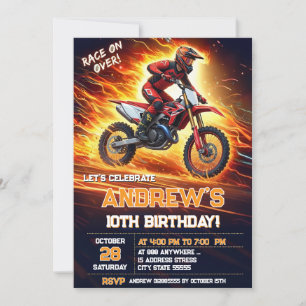 Invitation Motocross Dirt Bike sur mesure fête d'anniversaire