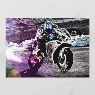 Invitation motocross faisant du vélo de saleté emballant le