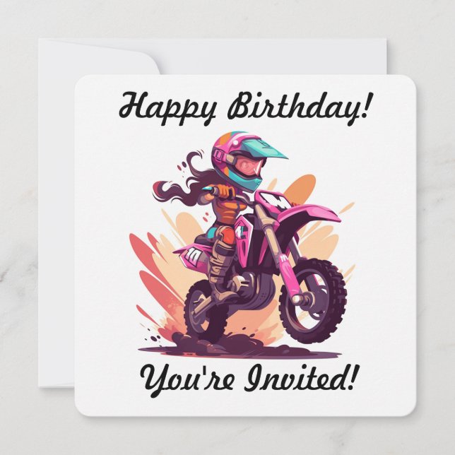 Invitation Motocross féminine personnalisée (Devant)