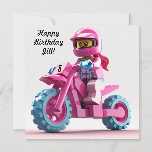 Invitation Motocross féminine personnalisée (Devant)