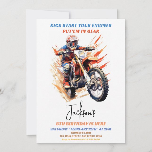 Invitation Motocross Racing anniversaire (Devant)