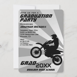 Invitation Motocross Retro Sunburst Graduation en VTT
