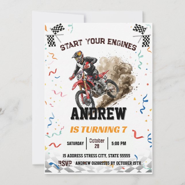 Invitation MotoMotocross et aventure Anniversaire (Devant)