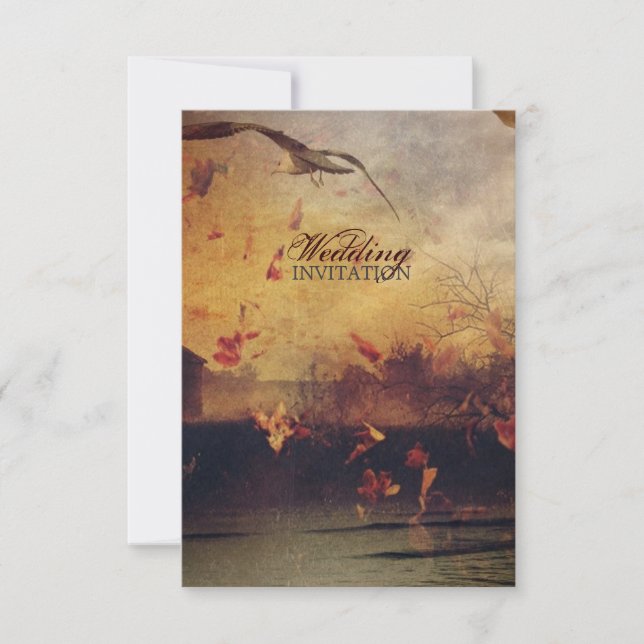 Invitation mouette côtière automne rustique feuilles automne  (Devant)
