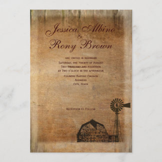 Invitation Moulin à vent en bois de grange de toile vintage