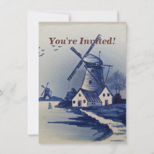 Invitation Moulin blanc blanc blanc vintage