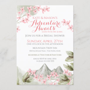 Invitation Mountain Adventure Pink Lilac Fête des mariées