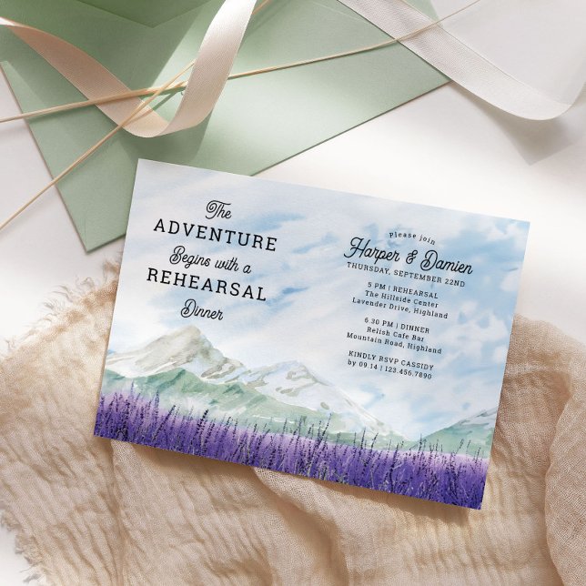 Invitation Mountain Lavender Adventure Début du dîner de répé (Wedding Rehearsal Dinner Invitation from my Mountain Lavender Wedding Collection)
