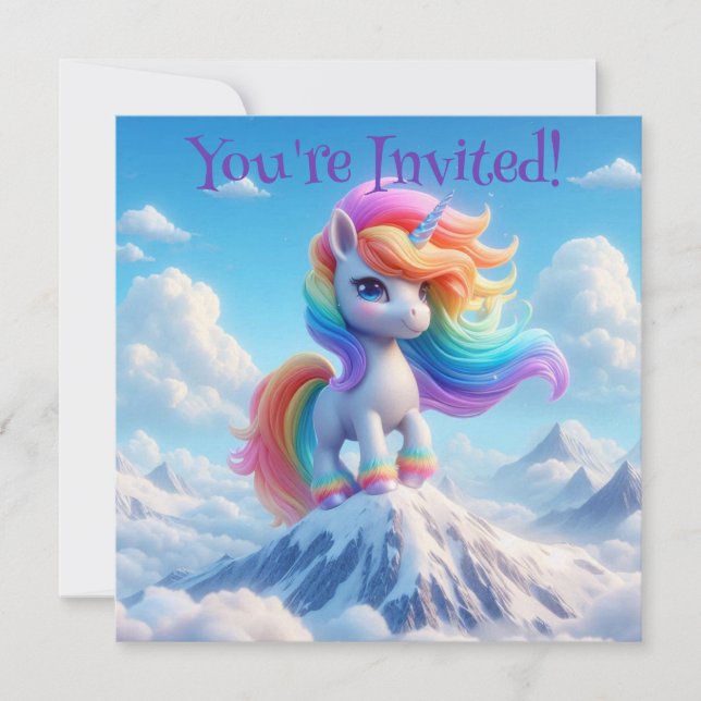 Invitation Mountain Magic Rainbow Unicorn (Devant)
