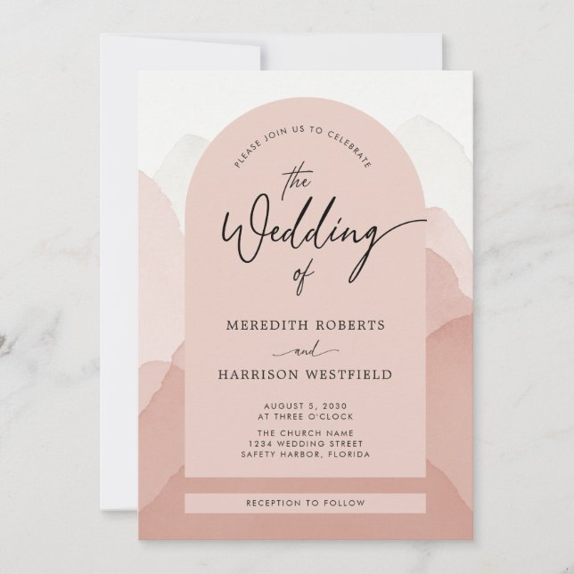 Invitation Mountain Majesty QR Code Mariage de script moderne (Devant)