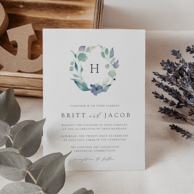 Invitation Mountain Meadow | Mariage de monogramme floral (Créateur téléchargé)