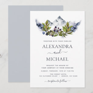 Invitation Mountain Rustic Watercolor Mariage