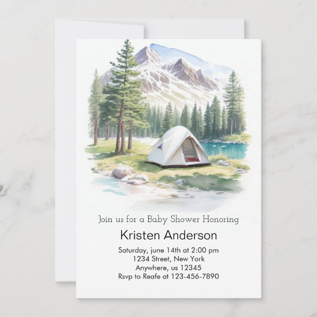 Invitation Mountain Trail Adventure Attend le Baby shower (Devant)