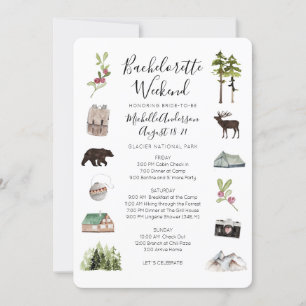 Invitation Mountain Woods Bachelorette Week-end Itinéraire In