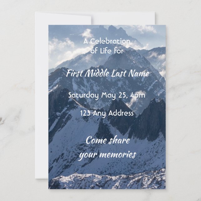 Invitation Mountains Alpine Celebration of Life Service (Dos)