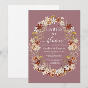 Invitation Mountbatten Rose Fleurs Sauvages Wreath Twin Babin