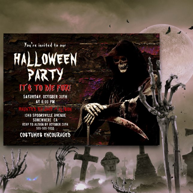 Invitation Mourir Pour La Fête D'Halloween Faucheuse (Créateur téléchargé)