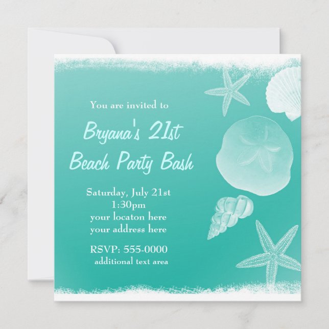 Invitation Mousse de mer Green Beach Coquillages été Invitati (Devant)