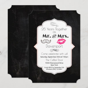 Invitation Moustache & Lèvres M. & Mme - Anniversaire