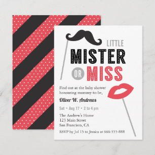 Invitation Moustache lèvres Props Baby shower de révélation d