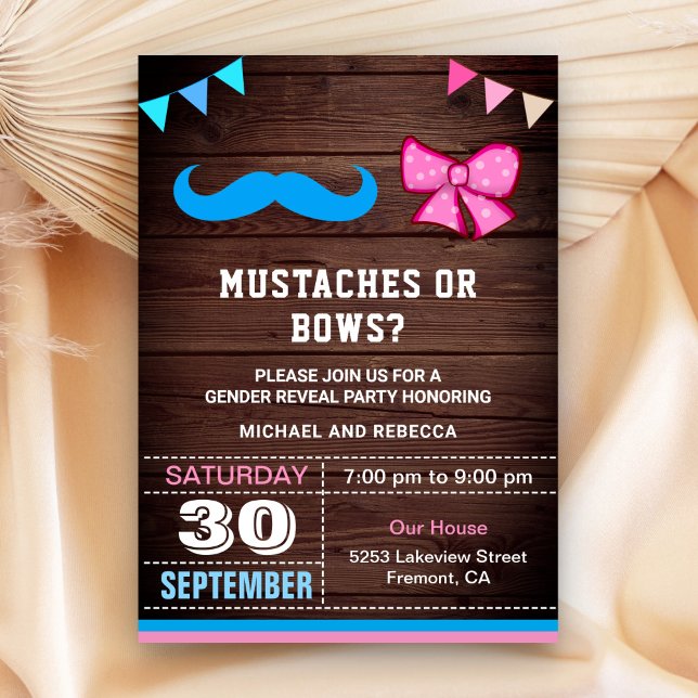 Invitation Moustaches ou vaches Parti de révélation de genre (Créateur téléchargé)