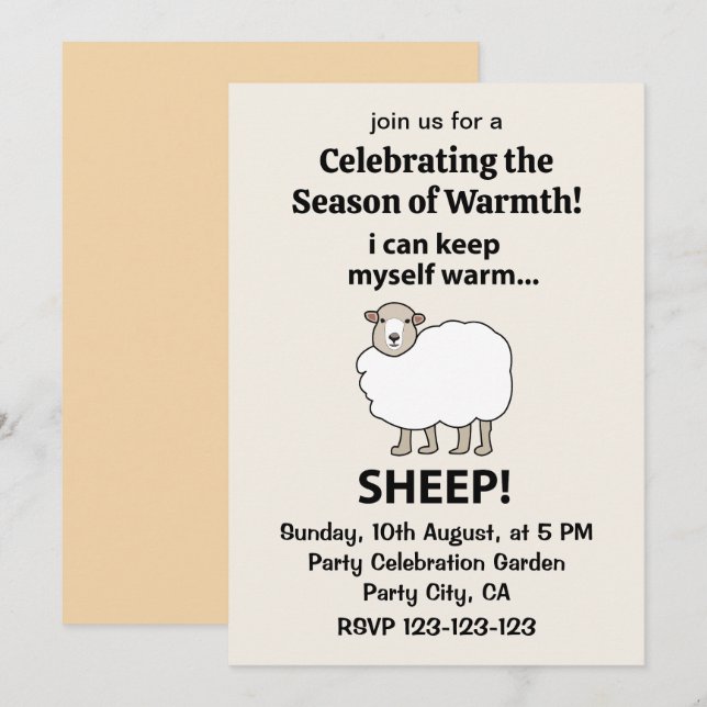 Invitation Moutons Je Peux Me Garder Moutons Chauds (Devant / Derrière)