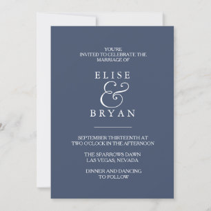 Invitation Moyen Phillipsbury Bleu Simple mariage moderne