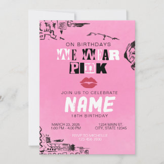 Invitation Moyenne Filles Rose