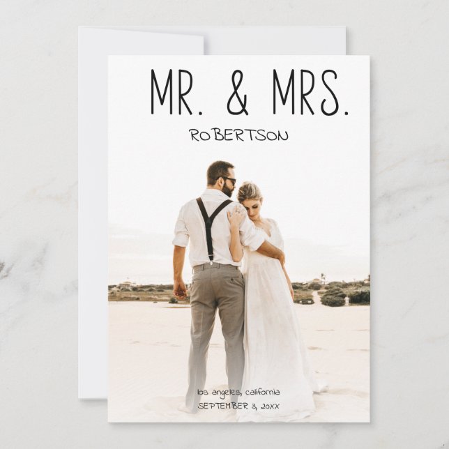 Invitation Mr & Mrs Photo Fun Typographie optionnelle Récepti (Devant)