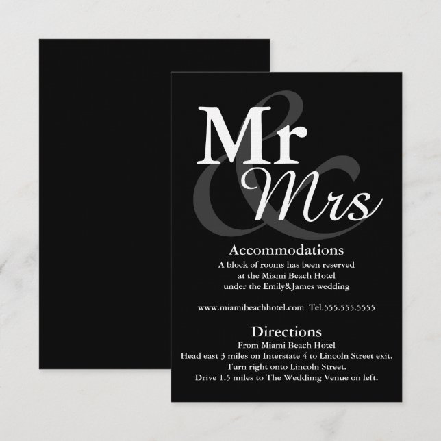 Invitation Mr&Mrs Simple Elegant Typography Détails du Mariag (Devant / Derrière)