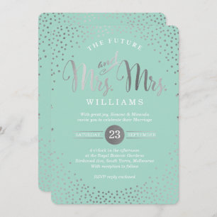 Invitation MRS & MRS. STYLISH MARIAGE confetti menthe d'argen
