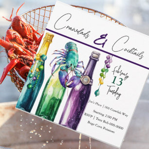 Invitation Mudbugs, Crawfish et Cocktails Mardi Gras Style