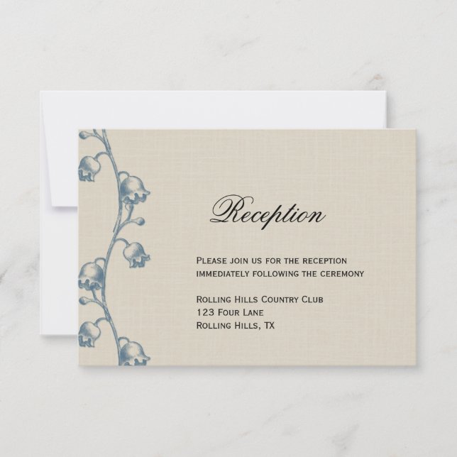 Invitation Muguet sur lin écru pour la réception de mariage (Devant)