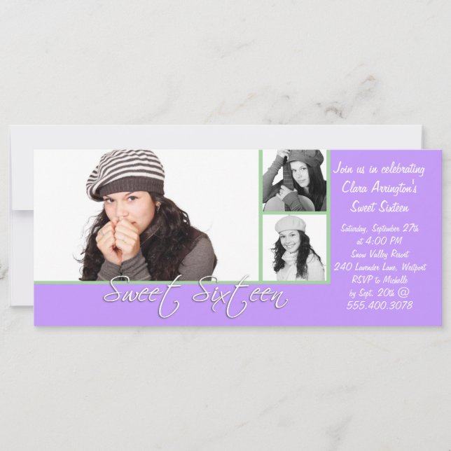 Invitation Multi-modèle photo Sweet 16 Anniversaire Invitatio (Devant)