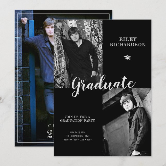 Invitation Multi Photo Graduation (Devant / Derrière)
