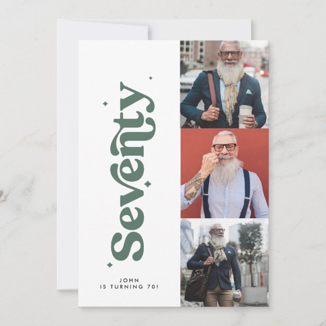 Invitation Multi photo moderne minimaliste simple sauge vert  (Devant)