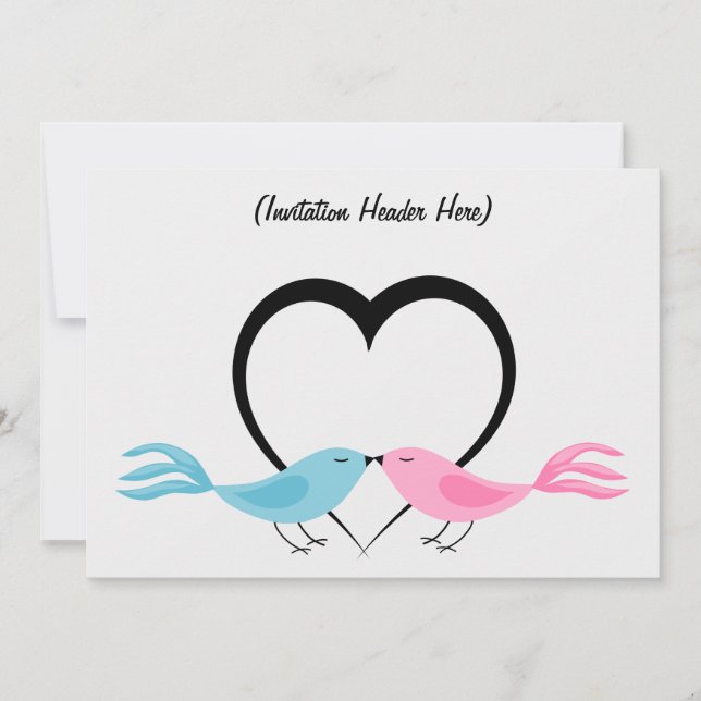 Invitation multi-usages de deux petits oiseaux (Devant)