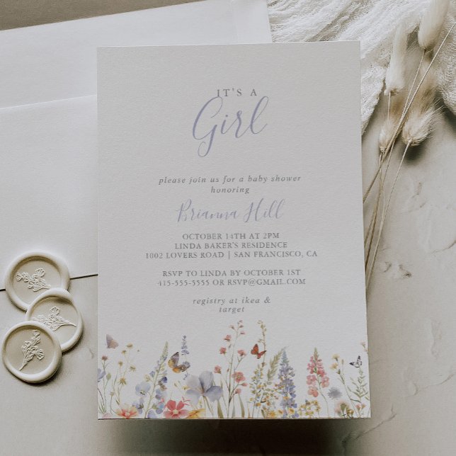 Invitation Multicolor Fleur sauvage C'est un Baby shower de f (Créateur téléchargé)